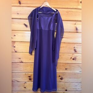 Michelangelo Straps Maxi Bridesmaid  Gown Dress Formal Purple 6 Prom Homecoming